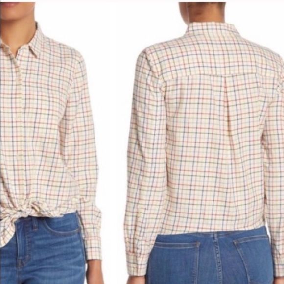 Madewell rainbow plaid button up top - Picture 3 of 8